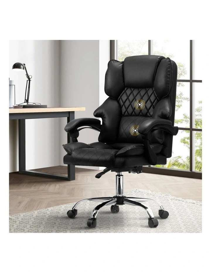 Oikiture Massage Office Chair Recliner PU Leather Black image 4