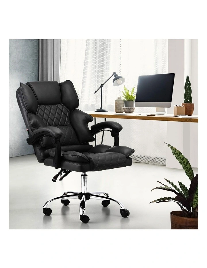 Oikiture Massage Office Chair Recliner PU Leather Black image 5