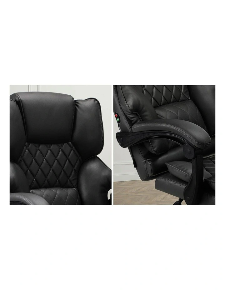 Oikiture Massage Office Chair Recliner PU Leather Black image 6