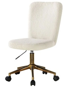 Oikiture High Back Armless Home Office Chair Boucle White&Gold