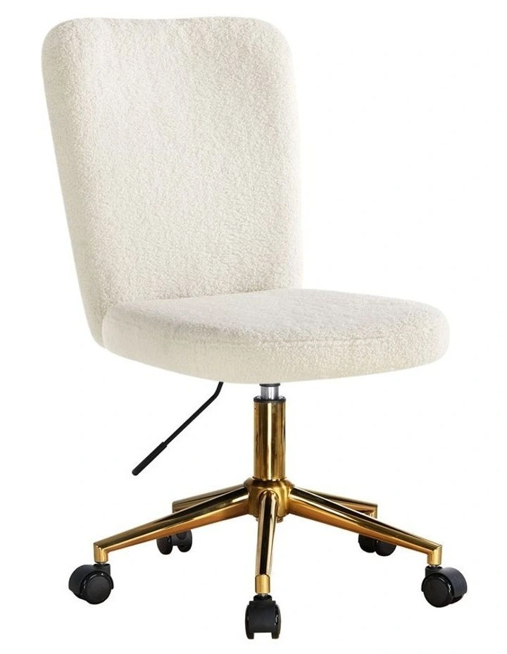 Oikiture High Back Armless Home Office Chair Boucle White&Gold image 2