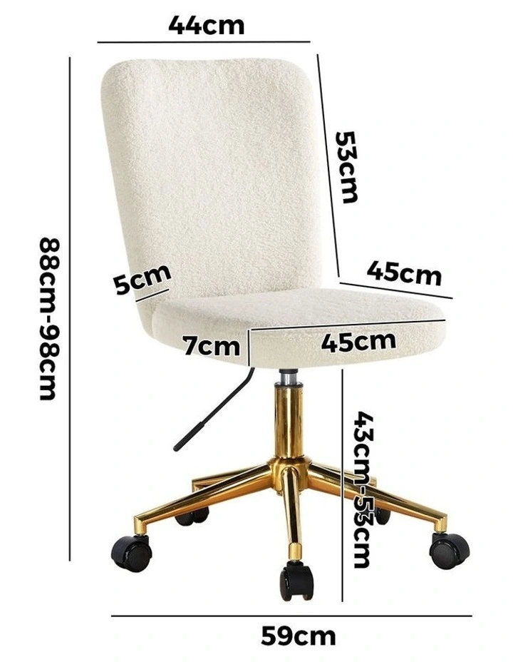 Oikiture High Back Armless Home Office Chair Boucle White&Gold image 3