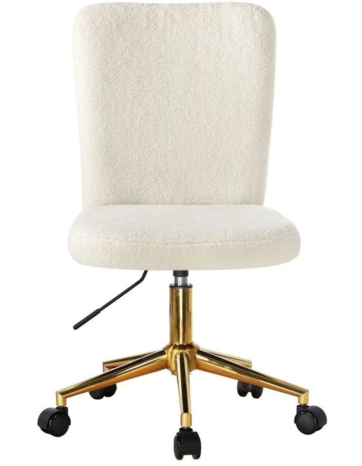 Oikiture High Back Armless Home Office Chair Boucle White&Gold image 7