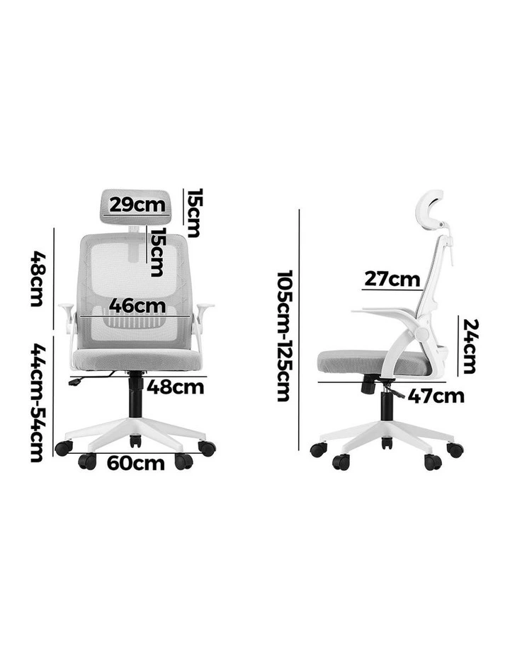 Oikiture Mesh Office Chair Fabric White image 3