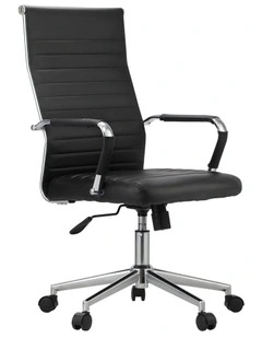 Oikiture Office Chair Swivel Desk Chair Leather Black
