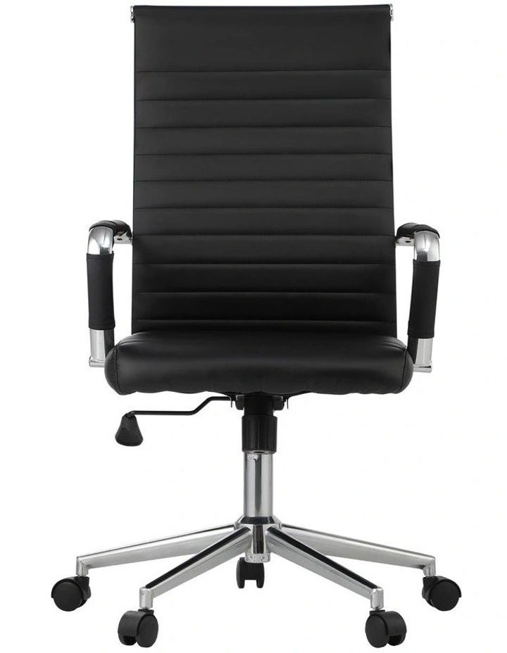 Oikiture Office Chair Swivel Desk Chair Leather Black image 2