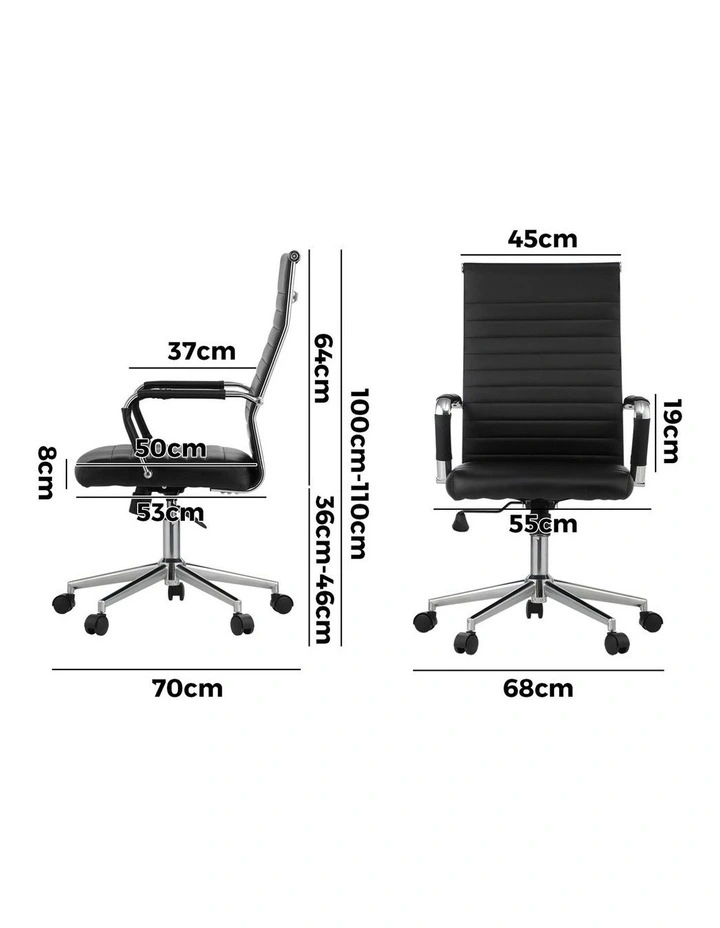 Oikiture Office Chair Swivel Desk Chair Leather Black image 3