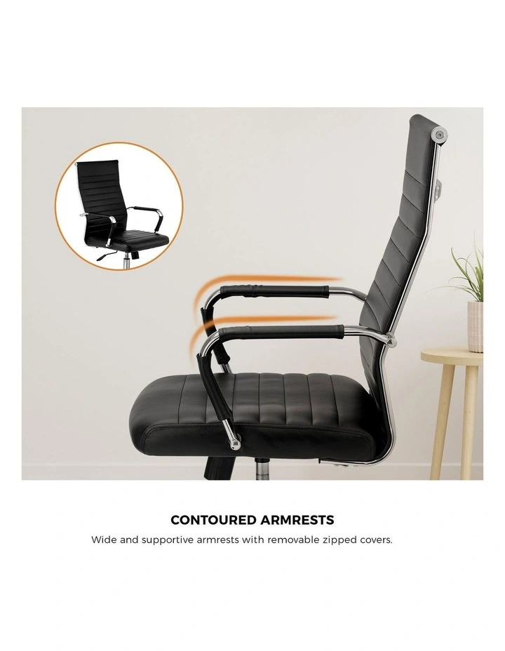Oikiture Office Chair Swivel Desk Chair Leather Black image 6