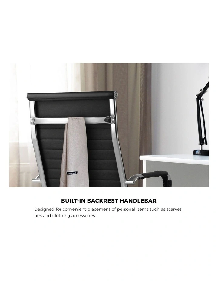 Oikiture Office Chair Swivel Desk Chair Leather Black image 7
