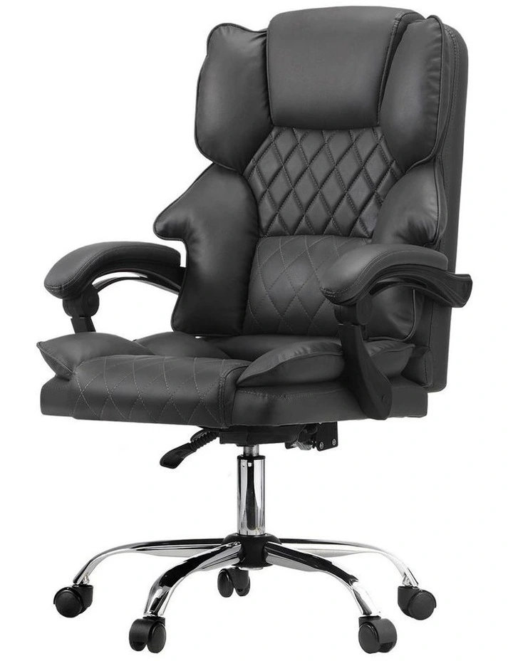 Oikiture Massage Office Chair Recliner PU Leather Grey image 1