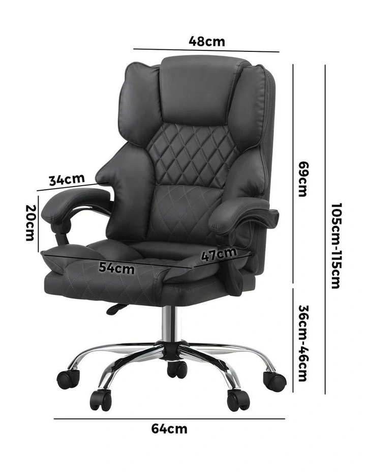 Oikiture Massage Office Chair Recliner PU Leather Grey image 3