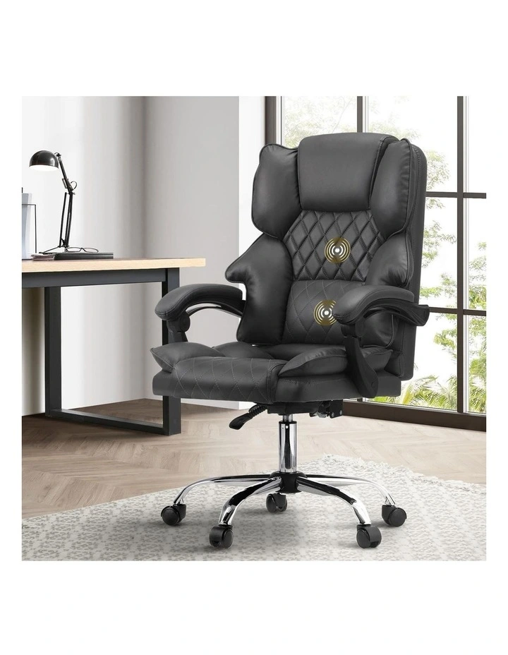 Oikiture Massage Office Chair Recliner PU Leather Grey image 4