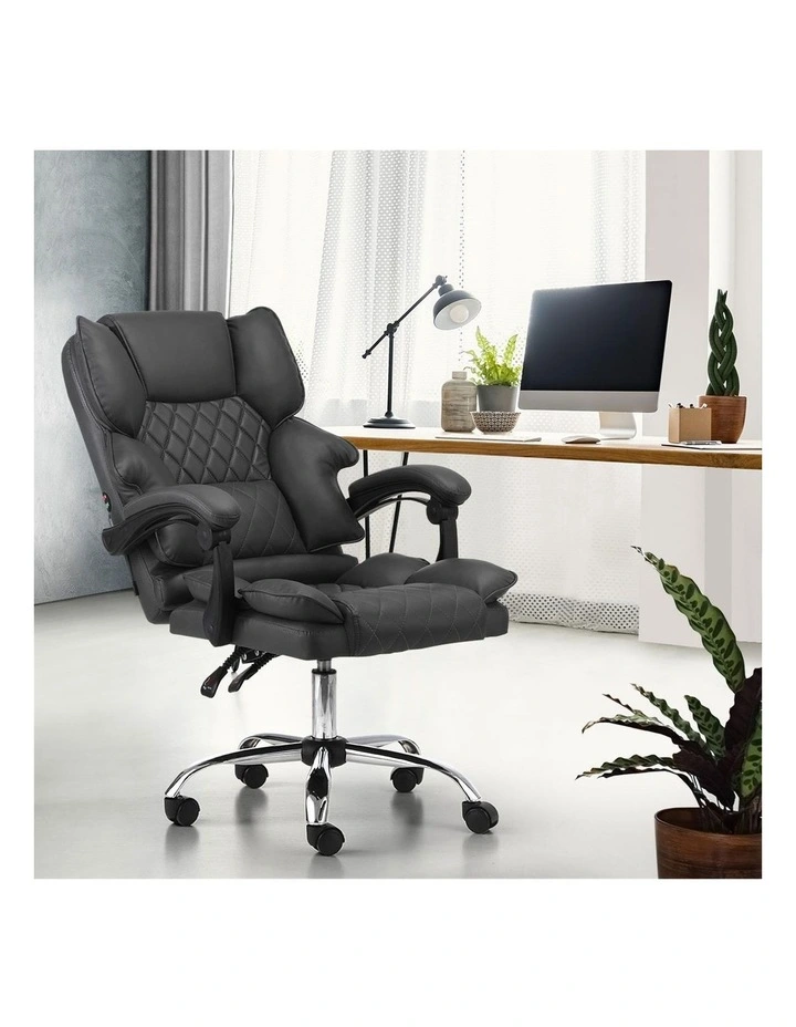 Oikiture Massage Office Chair Recliner PU Leather Grey image 5
