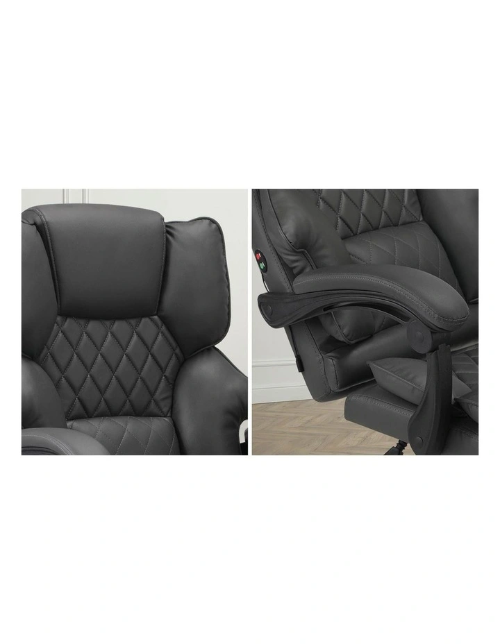 Oikiture Massage Office Chair Recliner PU Leather Grey image 6