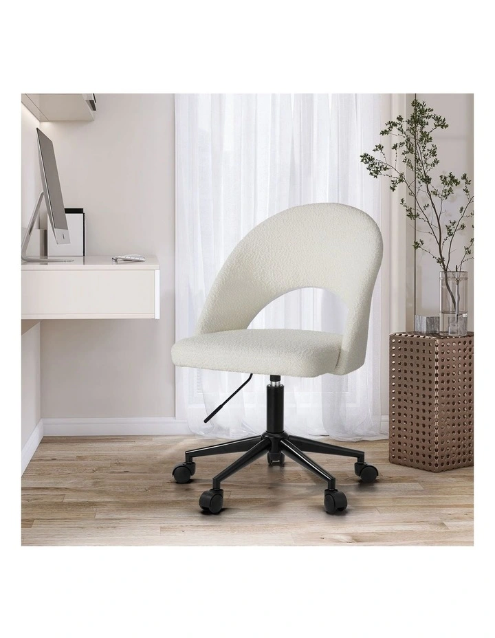 Oikiture High Back Hollow Armless Home Office Chair Boucle image 4