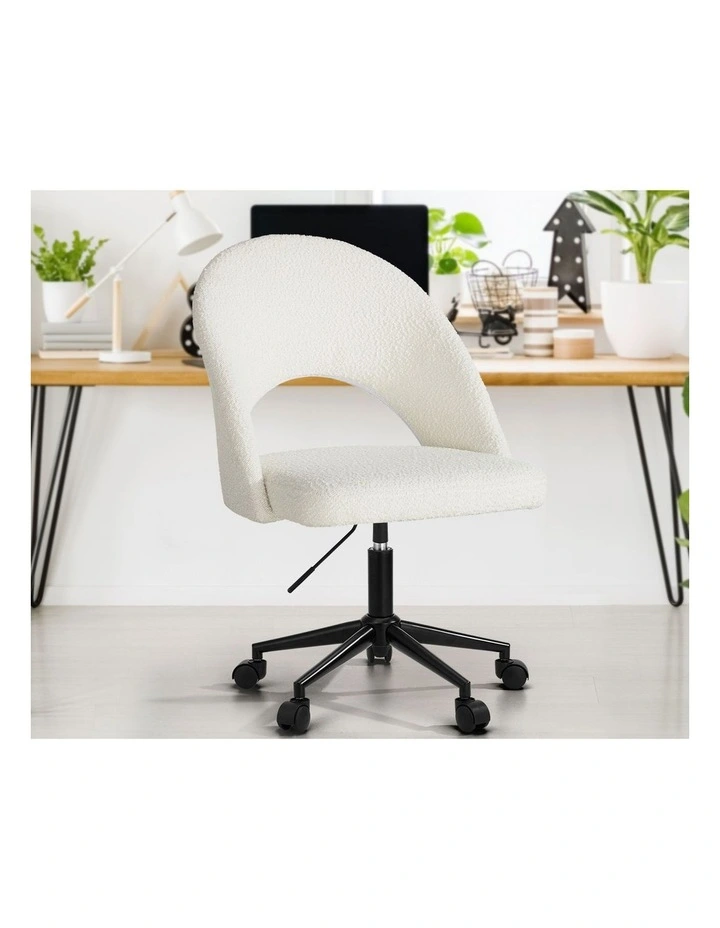 Oikiture High Back Hollow Armless Home Office Chair Boucle image 5