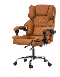 Oikiture Massage Office Chair Recliner PU Leather Brown