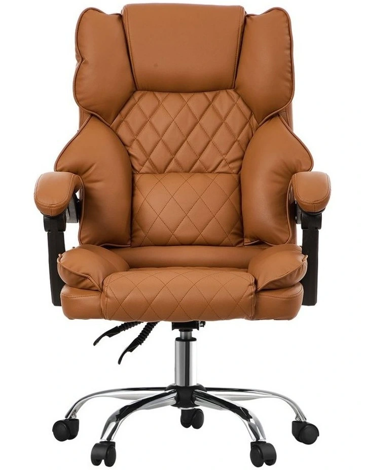 Oikiture Massage Office Chair Recliner PU Leather Brown image 2