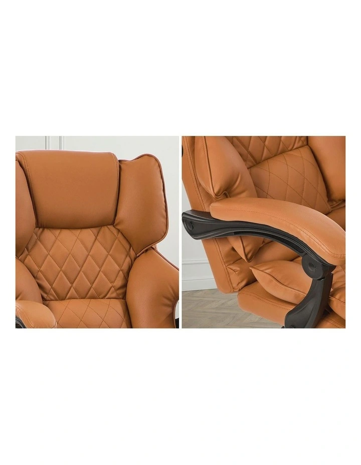 Oikiture Massage Office Chair Recliner PU Leather Brown image 6