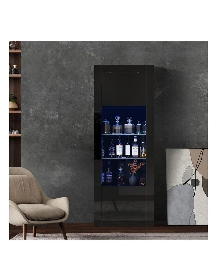 Oikiture Display Cabinet Buffet Sideboard Cupboard LED Light Black image 7