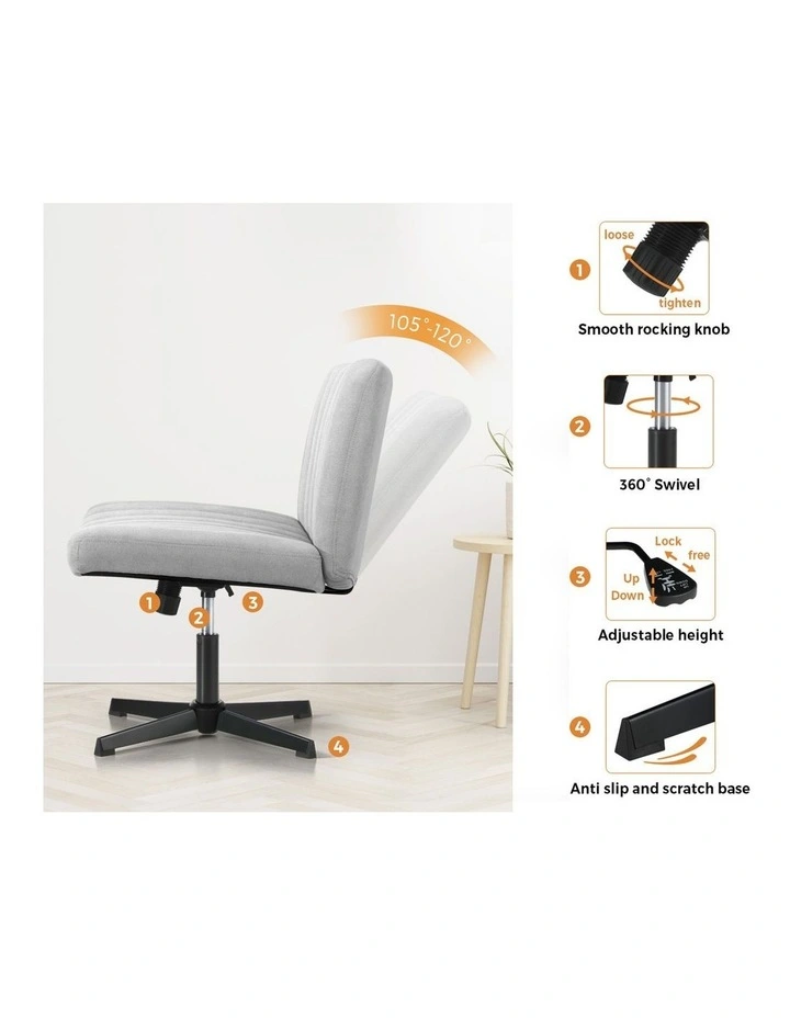Oikiture Mid Back Armless Office Desk Chair Height Adjustable Wide Seat Grey image 6