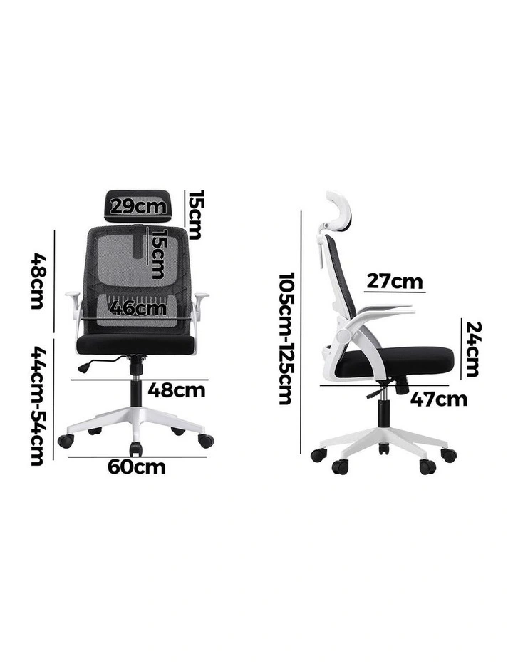 Oikiture Mesh Office Chair Fabric White&black image 3