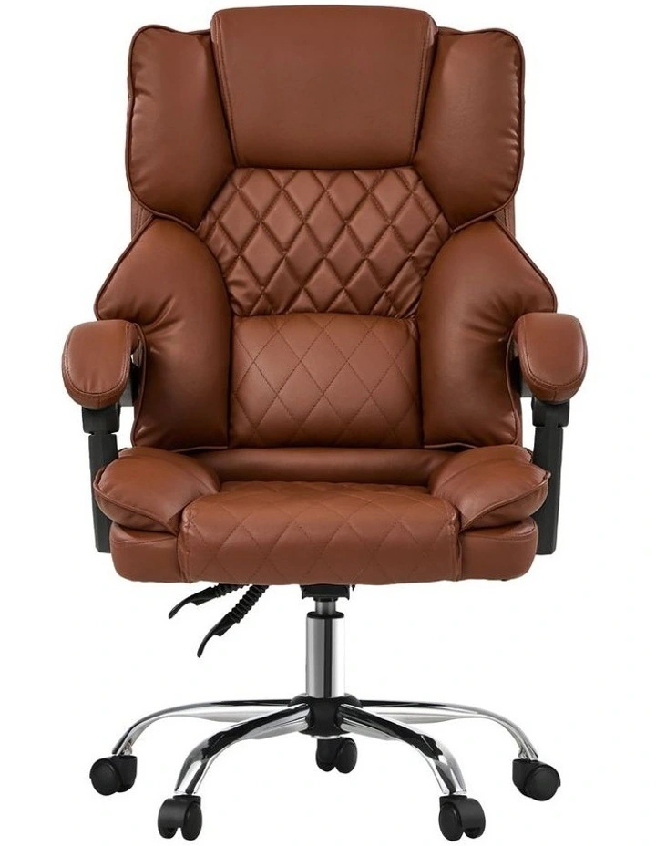 Oikiture Massage Office Chair Recliner PU Leather Dark Brown image 2