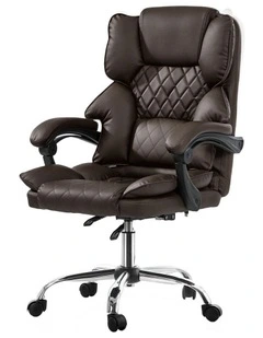 Oikiture Massage Office Chair Recliner PU Leather Chocolate