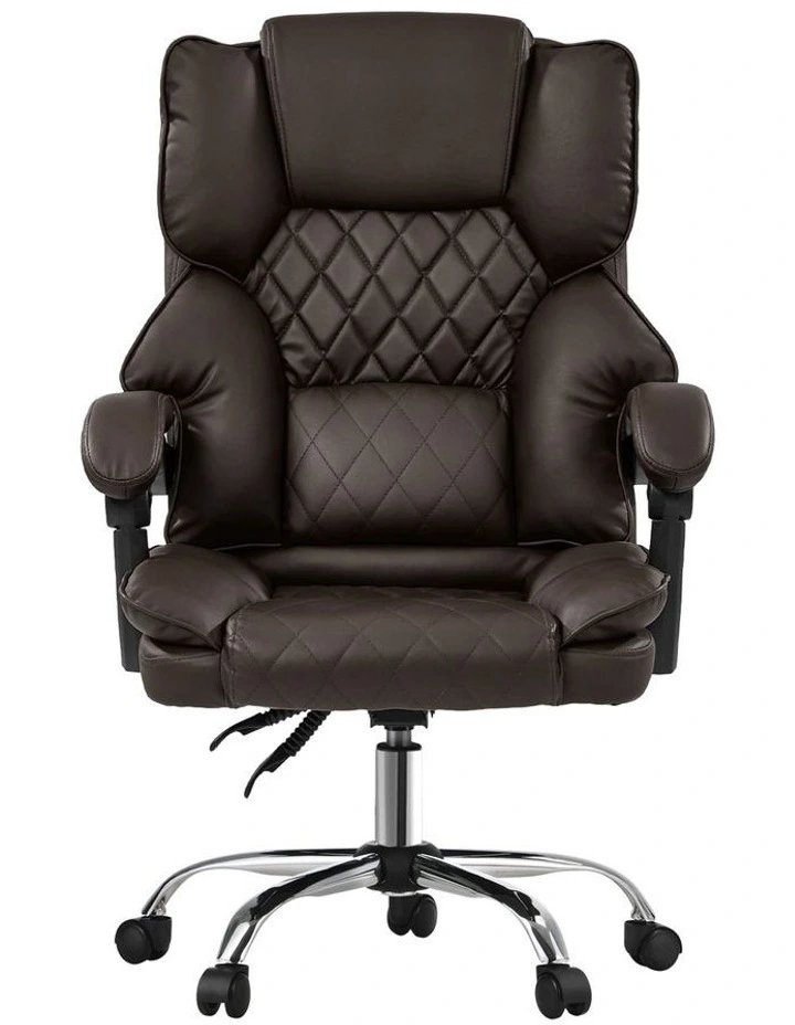 Oikiture Massage Office Chair Recliner PU Leather Chocolate image 2