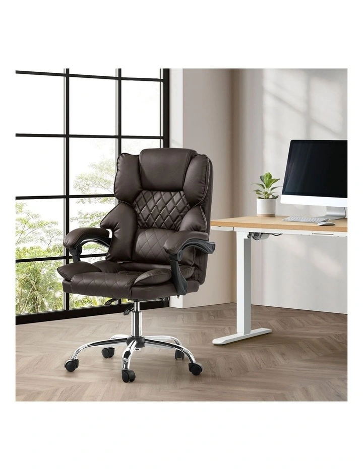 Oikiture Massage Office Chair Recliner PU Leather Chocolate image 7