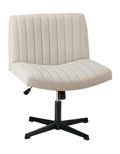Oikiture Mid Back Armless Office Desk Chair Height Adjustable Wide Seat Beige
