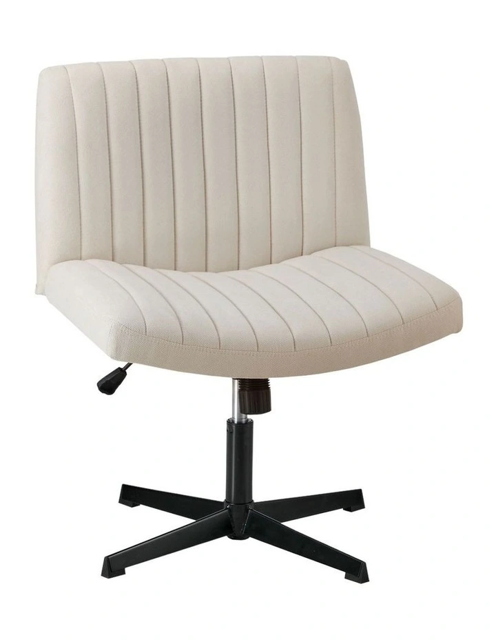 Oikiture Mid Back Armless Office Desk Chair Height Adjustable Wide Seat Beige image 1