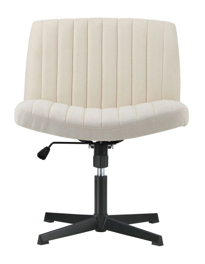 Oikiture Mid Back Armless Office Desk Chair Height Adjustable Wide Seat Beige image 2