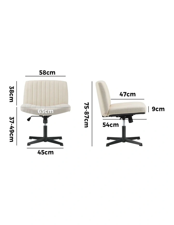 Oikiture Mid Back Armless Office Desk Chair Height Adjustable Wide Seat Beige image 3