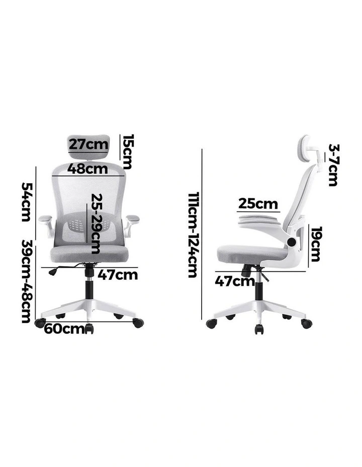 Oikiture Mesh Office Chair Fabric White image 3
