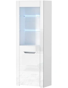 Oikiture LED Display Cabinet Buffet Sideboard Storage Cupboard White