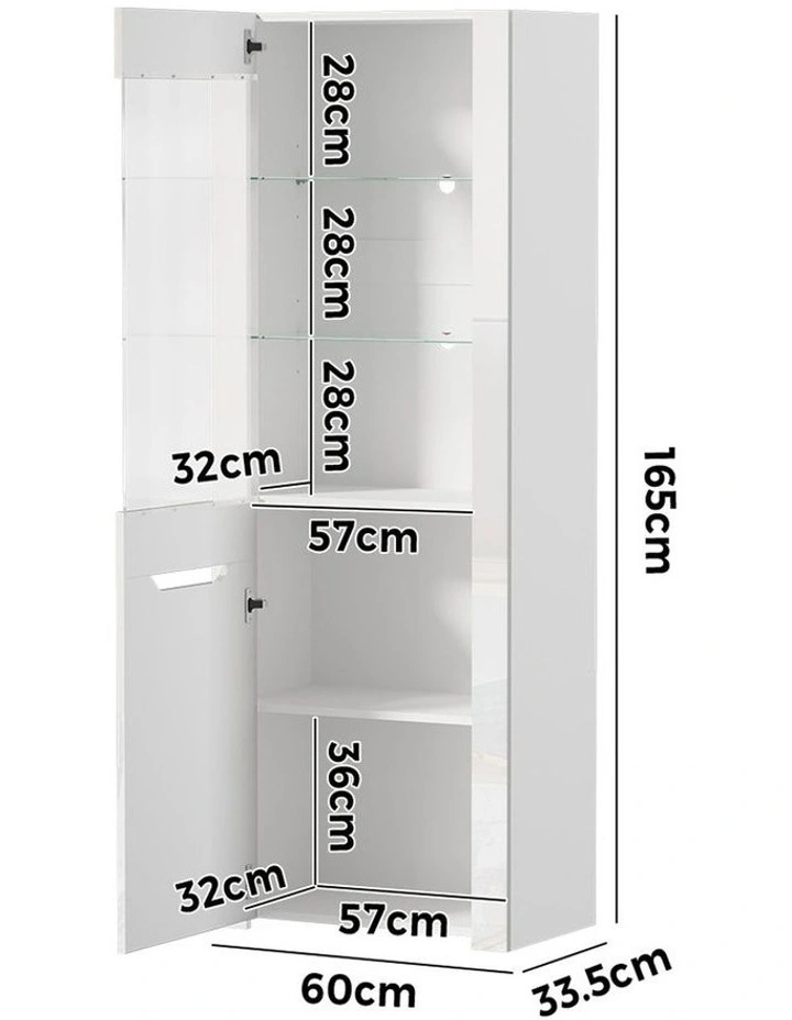 Oikiture LED Display Cabinet Buffet Sideboard Storage Cupboard White image 3