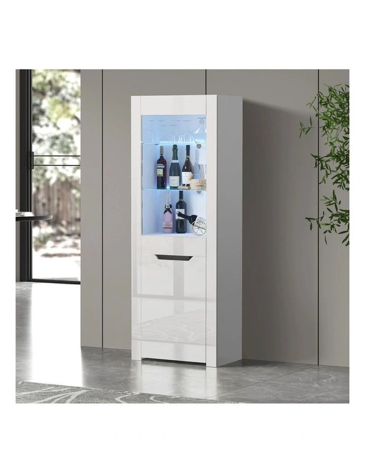 Oikiture LED Display Cabinet Buffet Sideboard Storage Cupboard White image 4