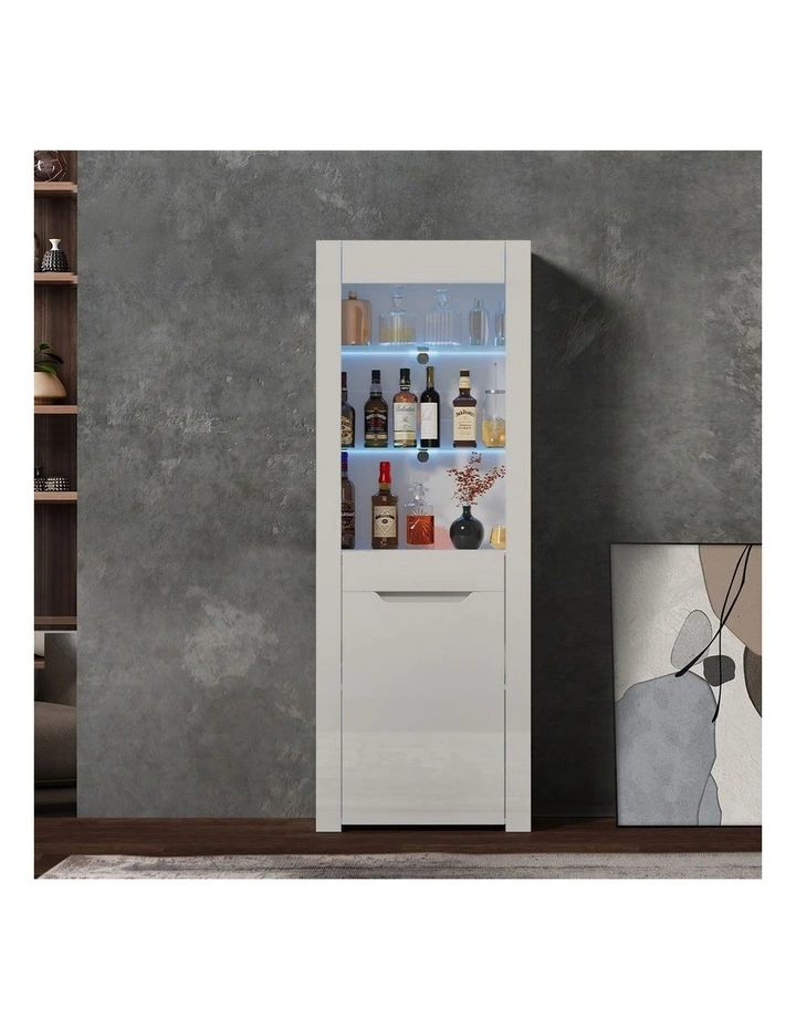 Oikiture LED Display Cabinet Buffet Sideboard Storage Cupboard White image 7