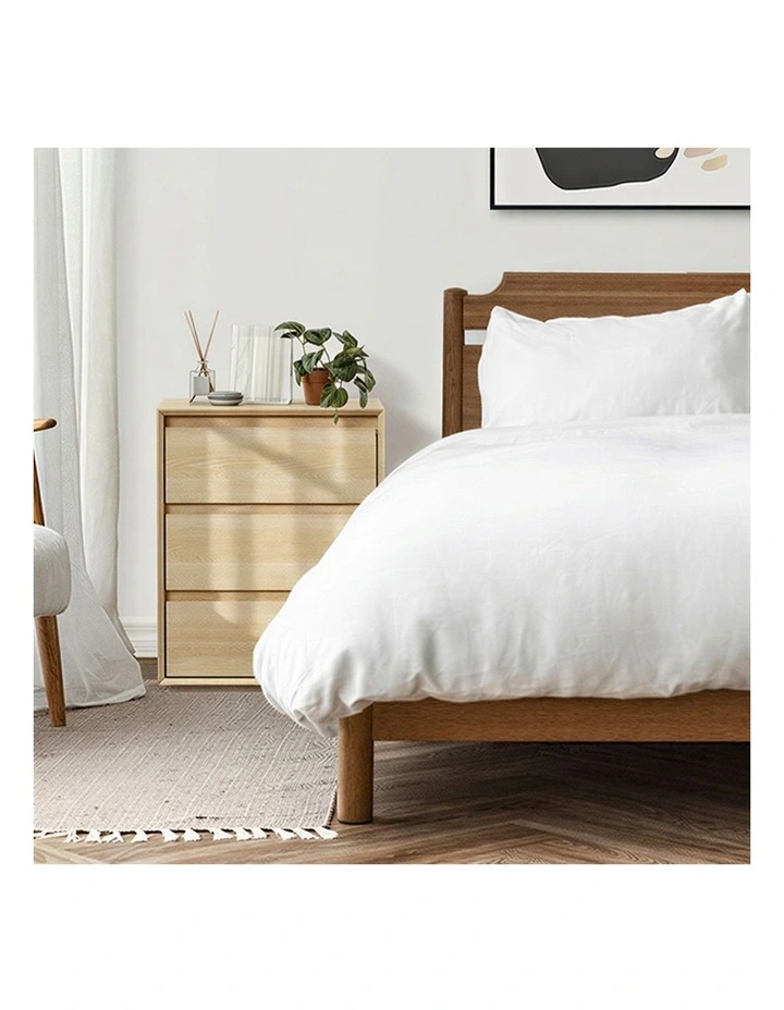 Oikiture Bedside Table 3 Drawers Nightstand Handle-Free Natural image 7