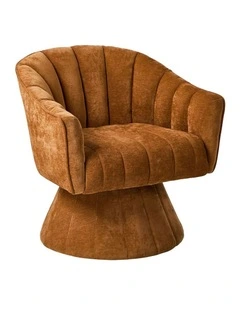 Oikiture Swivel Armchair Linen Fabric Lounge Chair Accent Chair Orange