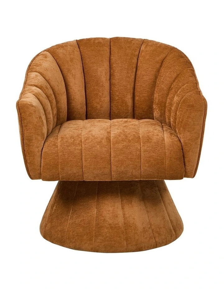 Oikiture Swivel Armchair Linen Fabric Lounge Chair Accent Chair Orange image 2
