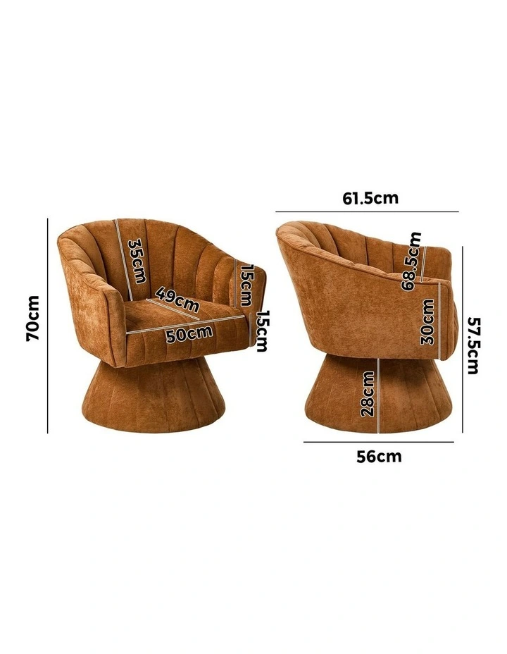 Oikiture Swivel Armchair Linen Fabric Lounge Chair Accent Chair Orange image 3