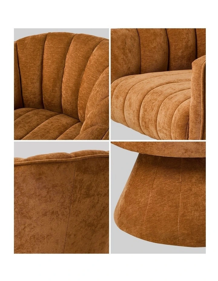 Oikiture Swivel Armchair Linen Fabric Lounge Chair Accent Chair Orange image 6