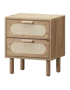 Oikiture Bedside Table Nightstand Natural