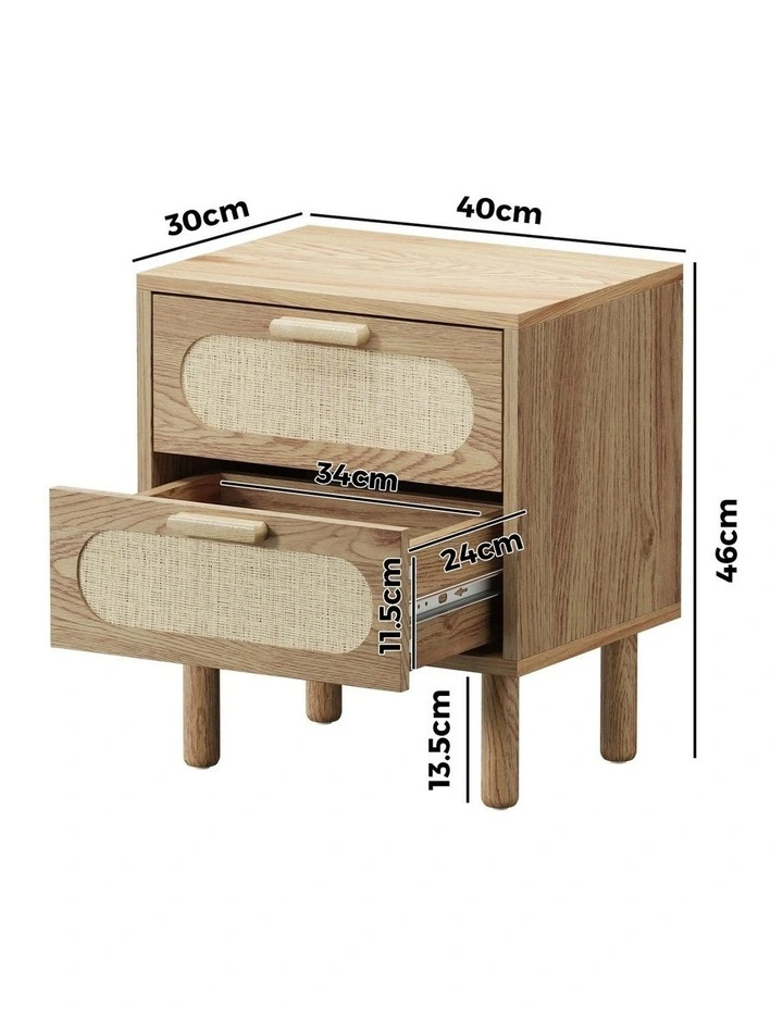 Oikiture Bedside Table Nightstand Natural image 3