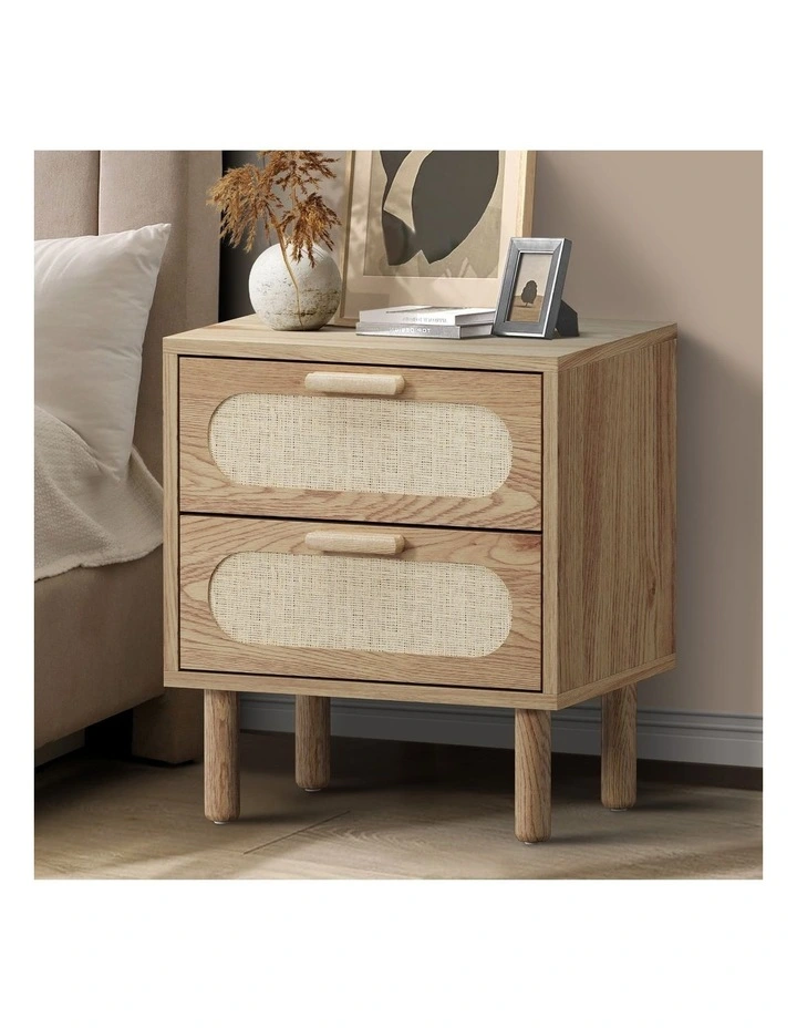 Oikiture Bedside Table Nightstand Natural image 4