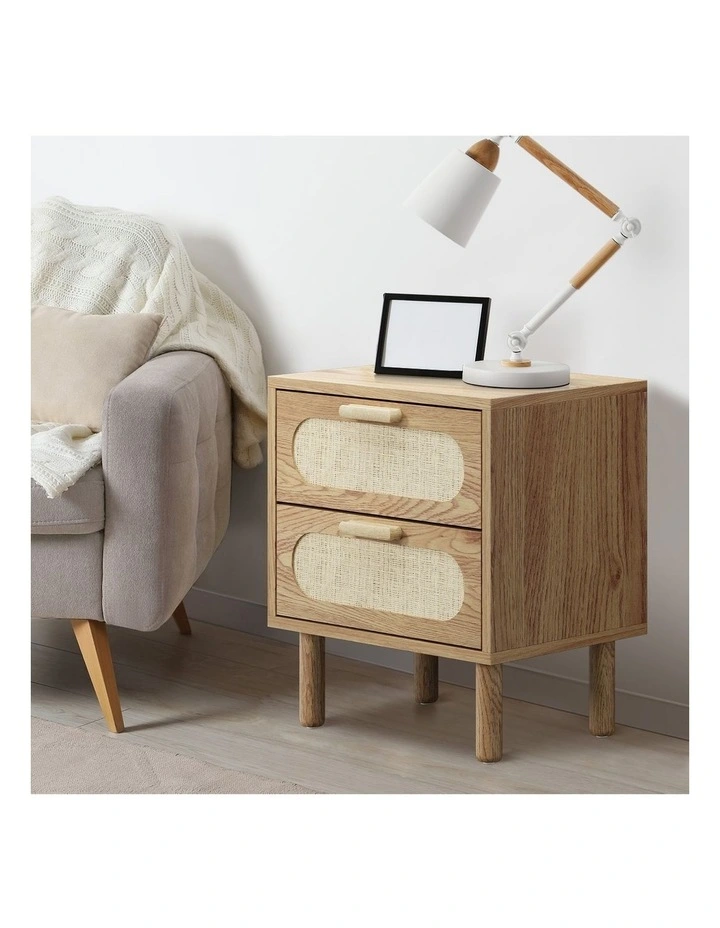 Oikiture Bedside Table Nightstand Natural image 5