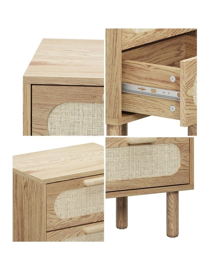 Oikiture Bedside Table Nightstand Natural image 6