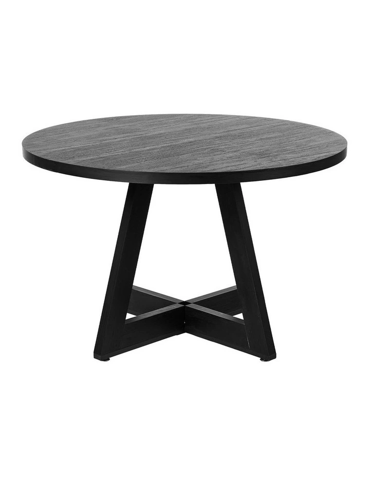 Oikiture 120cm Round Dining Table Wooden Kitchen Furniture Black image 2